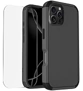 Compatible with iPhone 16 Pro Phone Case with Tempered Glass Screen Protector - 3 in 1 Shockproof...