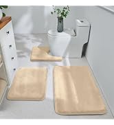 HUXMEYSON Bathroom Rugs Sets 3 Piece, Ultra Soft Velvet Memory Foam Bath Rugs, Non-Slip &amp; PVC Bac...