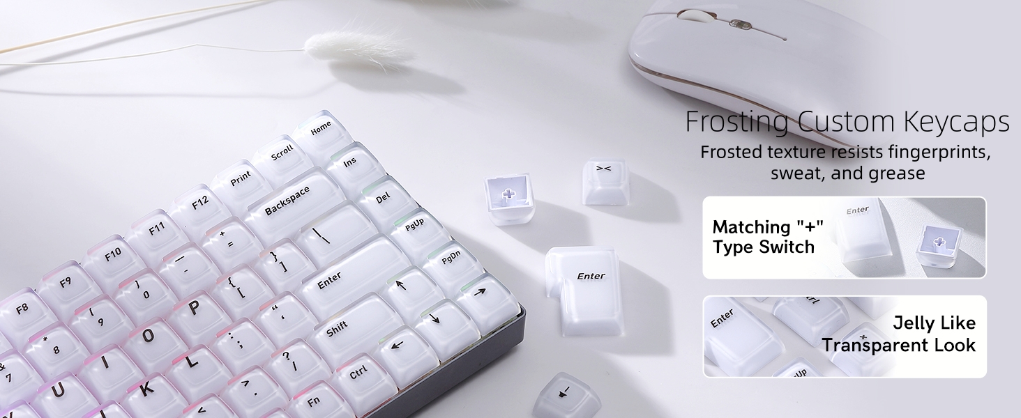 Womier Keycaps 75% Foundation Shine Through Keycaps for Mechanical Keyboards