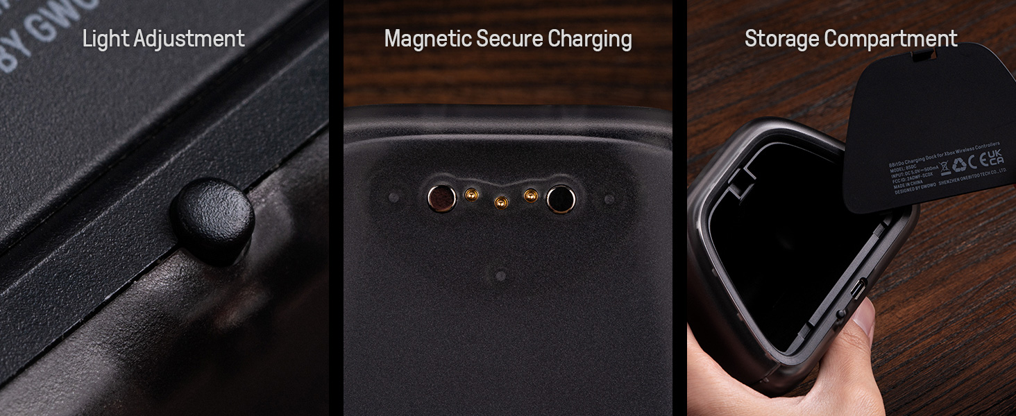 Xbox Charging Station with Magnetic Secure Charging for Xbox Series X|S &amp; Xbox One Controller 