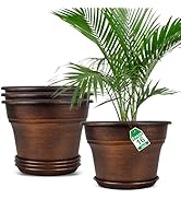 Plant Planters Pots Set of 4 Pack 16 Inch,Large Plastic Flower Pot for Indoor Plants with Drainag...