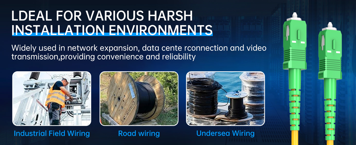 SC to SC Fiber Patch Cable 1m/3ft, Gigabit/10GB Single Mode SIMPLEX, Low Loss Low Reflection