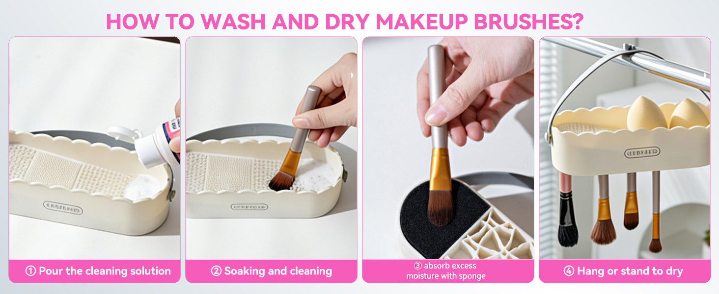 Makeup Brush Drying Rack Make Up Brush Cleaning Bowl Make Up Brush Cleaner Pad