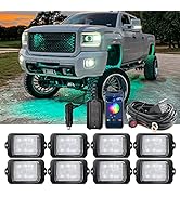 MICTUNING C3 Extensible RGBW Rock Lights - 8 Pods Wireless Control Multi-Color Neon Underglow Lig...