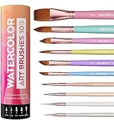 Nicpro 10PCS Aesthetic Pastel Watercolor Brushes Set, Professional Water Color Paint Brush, Round...