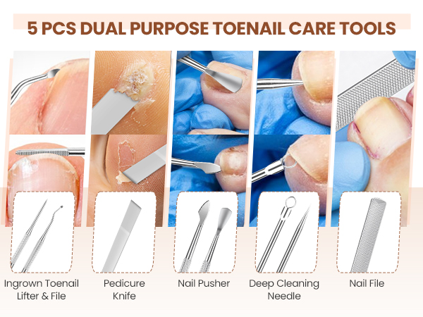 5 PCS Dual Purpose Toenail Care Tools