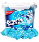 Vacplus Septic Tank Treatment - 24 Packs for 2-Year Supply, Bucket-Packed Septic Tank Treatment P...