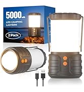 2 Pack Camping Lantern,Led Camping Lanterns,5000mAh Rechargeable Battery Emergency Lights for Pow...