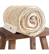 GOTCOZY Electric Blanket Heated Throw 50''X60''- Ribbed Faux Fur Heated Blanket with 4 Heating Le...