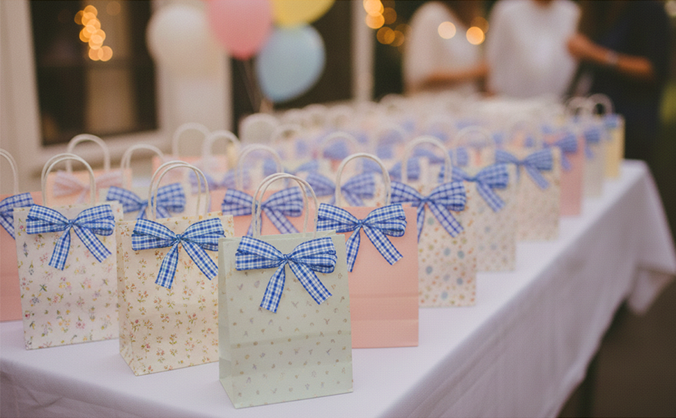 Blue and white gingham ribbon