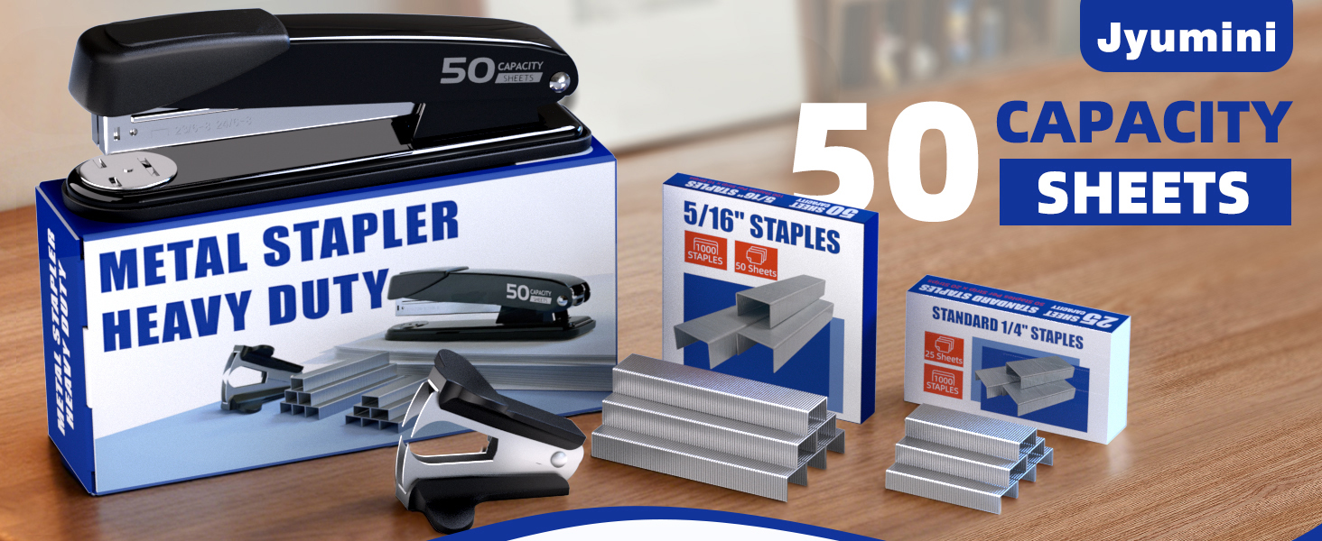 Metal Stapler Heavy Duty with 2000 Pieces 1/4&amp;#34;, 5/16&amp;#34; Staples and Staple Remover