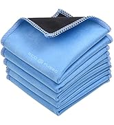 Microfiber Cleaning Cloths Double-Sided - 5 Pack - 6.6 x 6.2 inch - Microfiber and Suede Cloth fo...