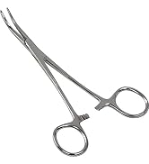 DEXSUR Precision Kelly Hemostat Forceps Locking Tweezers Clamp, Silver, 5.5 and 6.25 Inches, Stra...