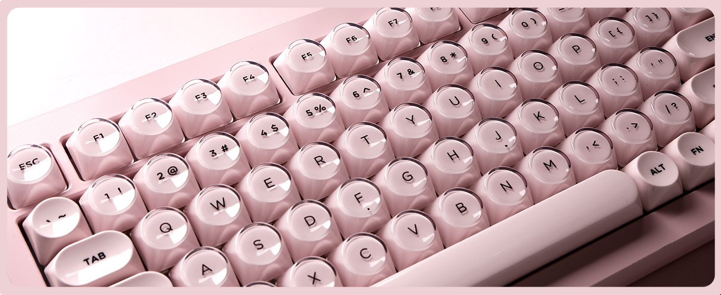 pink keycaps, jelly like