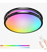 libtit 13 Inch RGB Flush Mount Ceiling Lights with Remote, 24W 3000K-6500K&amp;Dimmable, LED Light Fi...