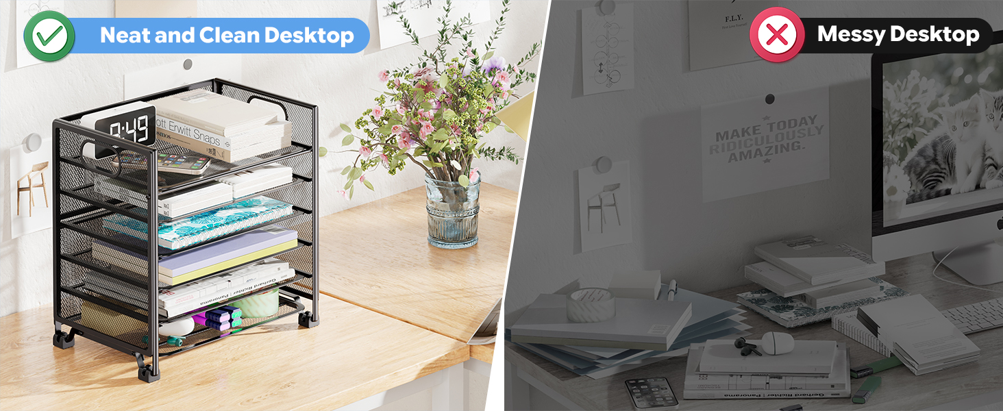 Paper Letter Tray &amp;amp; Desktop Document Shelf for Office, Black