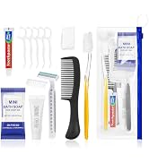 Xuezoioy 10 Sets Personal Hygiene Kit Bulk,Yellow Basic Travel Toiletry Supplies Disposable Tooth...