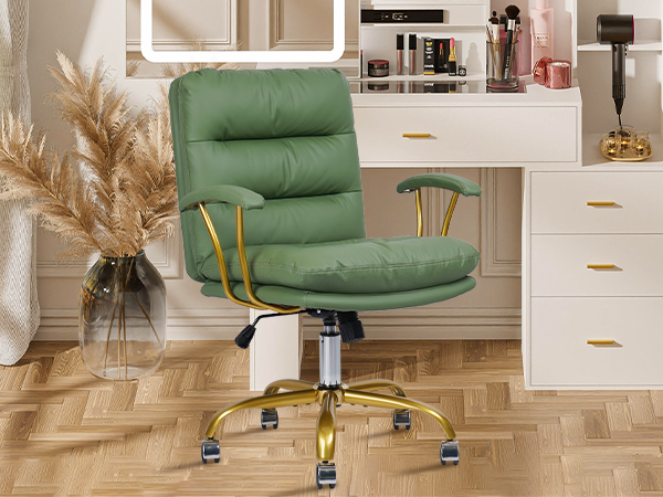 green and gold desk chair