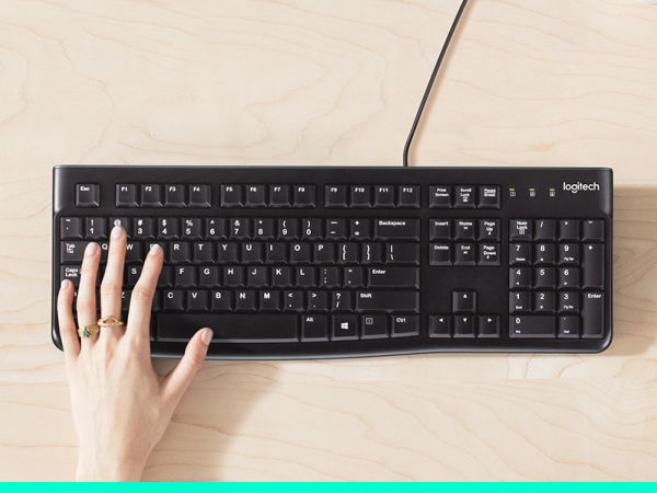 Logitech K120 Wired Keyboard for Windows, USB Plug-and-Play, Full-Size, Spill-Resistant