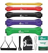 Odoland 5 Packs Pull Up Assist Bands, Pull Up Straps, Resistance Bands with Door Anchor and Handl...