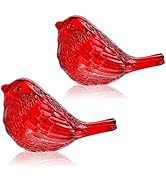 H&amp;D HYALINE &amp; DORA 2 Pack 3" Red Glass Bird Figurine Miniature Blown Glass Birds Bird Gifts for B...