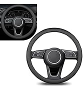 MOXRUQ 1 PC Car Steering Wheel Cover, Ultra-Thin Soft Leather Steering Wheels Accessories, 15