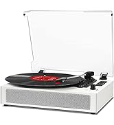 Vintage Record Player Bluetooth 3-Speed Vinyl Record Player with Stereo Speakers, USB Audio Recor...
