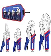 WORKPRO 4-Piece Locking Pliers Set with Comfortable Grip, 5-1/2", 7" and 9" Curved Jaw Locking Pl...