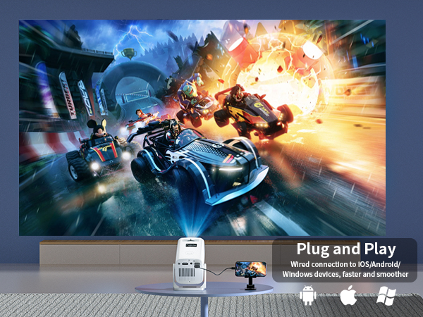 Outdoor short throw projector supporting 4K for backyard entertainment