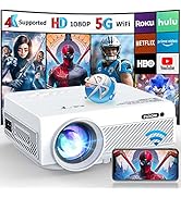 Projector with WiFi and Bluetooth, FUDONI 5G WiFi Native 1080P Outdoor Projector 15000L Support 4...