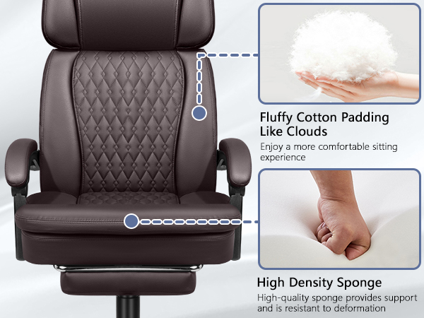 Executive Big and Tall Office Chair with Foot Rest Computer Office Chair with Adjustable Headrest 