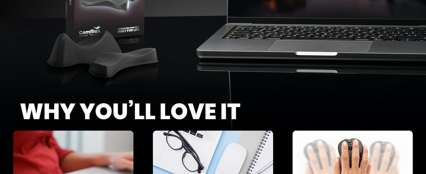 Comfilax wrist rest black mouse pad