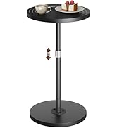 Asgolion Round Side Table, Adjustable-Height Drink Table for Small Spaces, Pedestal Martini Table...