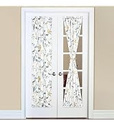 VOGOL Door Curtain Panel, Thermal Insulated Grey Pattern Printed French Door Curtains, Linen Text...