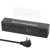 HHSOET Under Desk Power Strip with 3M Adhesive, Removable Under Desktop Mount Plug with Fast Char...