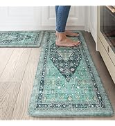 Collive Boho Kitchen Mats for Floor 2 Piece, Cushioned Anti Fatigue Kitchen Floor Mat Non-Skid Wa...