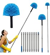 Tonmp 20+ft High Reach Cobweb Duster with 3-12ft Extension Pole//Spider Web Cleaner Cobweb Brush ...