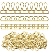 30 Pcs Metal Swivel Lobster Clasp Hooks,D Rings Purse Hardware for Bag Making,Purse Strap Hardwar...