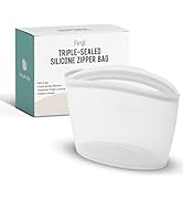 Firgi Premium Platinum Silicone Reusable Food Storage Bag 6.3 Cup (53 fl oz), Airtight Zip Lock B...