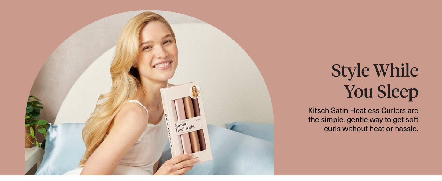 Kitsch Satin Hair Curlers, Heatless Curling Rod - Jumbo Flexi Rod,