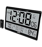 Sharp Atomic Clock - Never Needs Setting! –Easy to Read Numbers - Indoor/ Outdoor Temperature, Wi...
