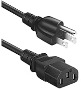 Universal 3-Prong AC Power Cable for Computer, TV, Monitor &amp; More, 6 Feet (1.82 Meters), Black