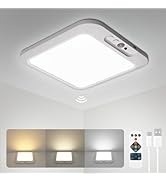 wowatt Rechargeable Battery Operated Ceiling Light, Motion Sensor Light Indoor Wireless Shower La...