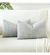 OTOSTAR Boho Decorative Throw Pillow Covers 16 x 24 Inch Soft Corduroy Solid Striped Pillow Cover...