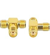 Boobrie SMA Splitter Adapter SMA Female to Dual SMA Female Triple Tee Connector Splitter Antenna ...