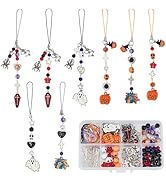 SUNNYCLUE 164Pcs DIY 8 Sets Phone Charm Kit Halloween Gothic Charms Spider Pumpkin Coffin Skull S...
