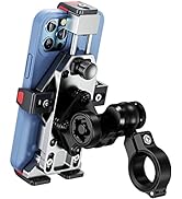 BRCOVAN Motorcycle Phone Mount with Vibration Dampener, Solid Aluminum Alloy, Anti-Theft Motorcyc...