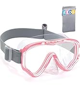 Vvinca Kids-Goggles with Nose Cover, Diving Mask Elastic Fabric Strap Anti Fog Anti Shattered Len...