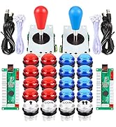 EG STARTS 2 Player Arcade Games DIY Kit Parts 2 Ellipse Oval Joystick Handles + 20 LED lit Arcade...