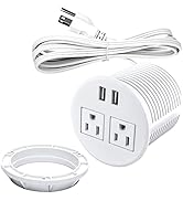 Desk Power Grommet with USB Ports Desktop Outlet Recessed Power Bar for Countertop Sofa Cabinet C...
